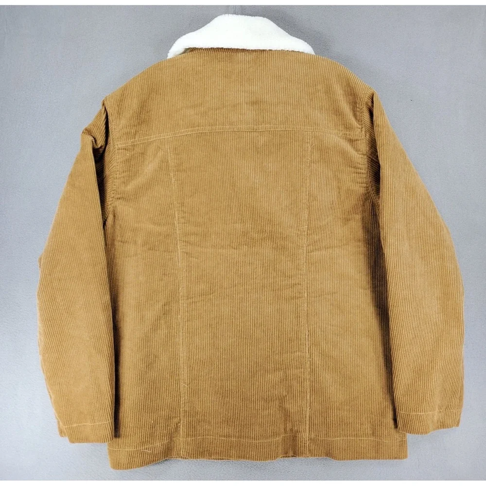 Robert Graham Mens Corduroy Quilted‎ Brown Barn Jacket Sz L Sherpa Collar Ranch